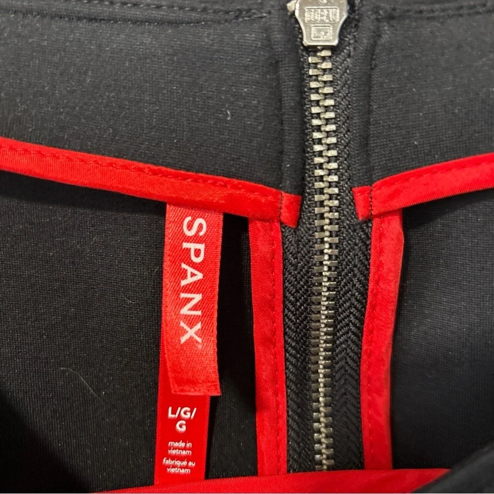 SPANX LBD THE PERFECT A-LINE BLACK DRESS 3/4 SLEEVES STRETCH ZIPPER BACK SIZE L - Picture 7 of 11